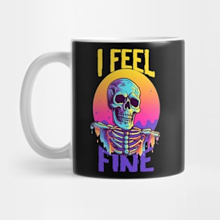 Funny Halloween skeleton Drawing: "I Feel Fine" - A Spooky Delight! Mug